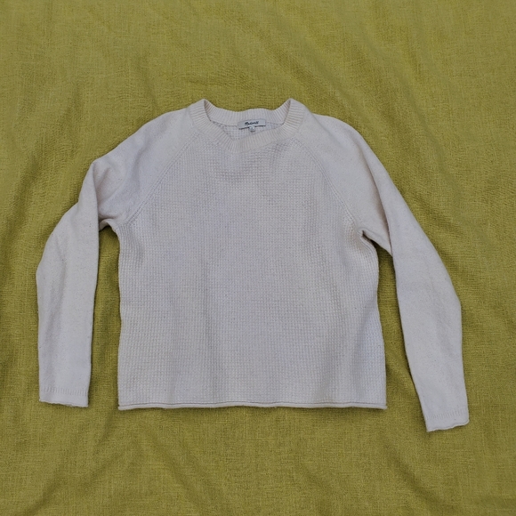 Madewell Womens Short Sweater Pullover Ivory Cream Cotton Merino Wool M/S - Picture 1 of 5